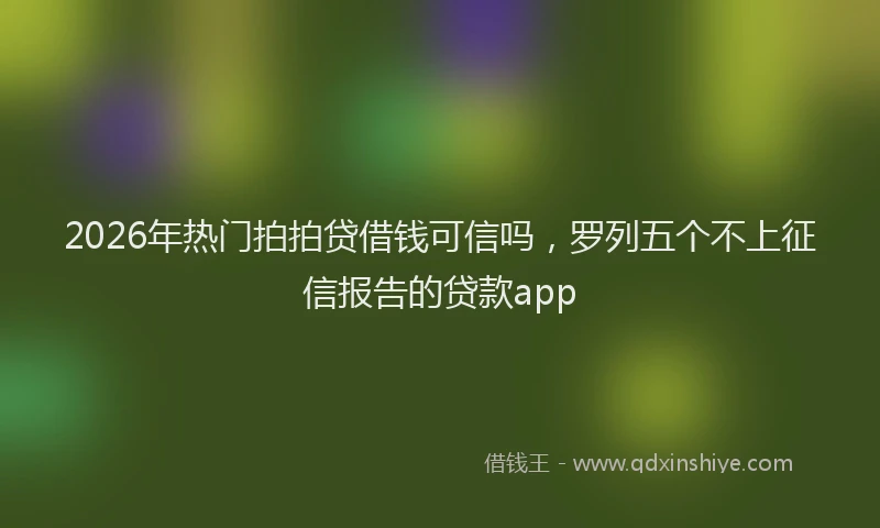 2026年热门拍拍贷借钱可信吗，罗列五个不上征信报告的贷款app