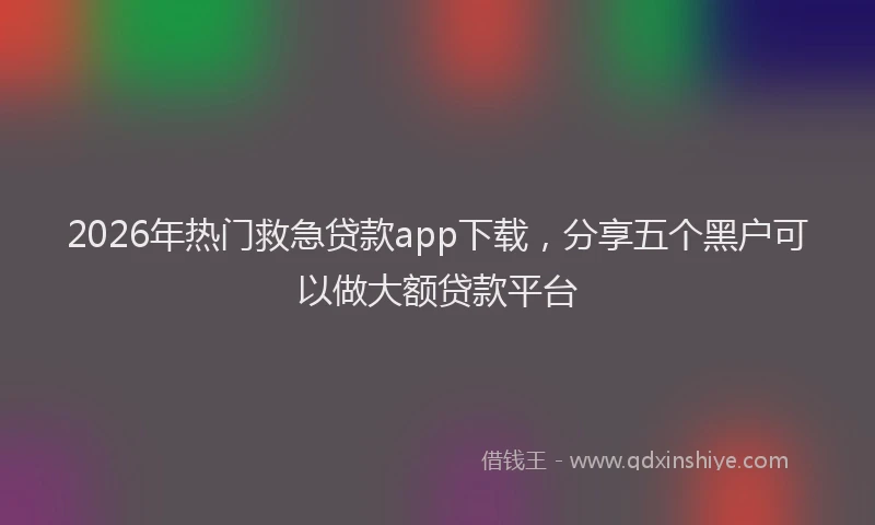 2026年热门救急贷款app下载，分享五个黑户可以做大额贷款平台