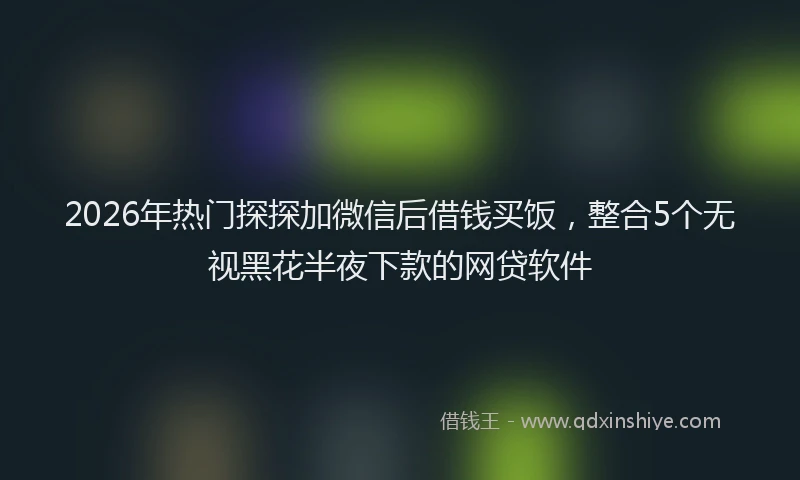 2026年热门探探加微信后借钱买饭，整合5个无视黑花半夜下款的网贷软件