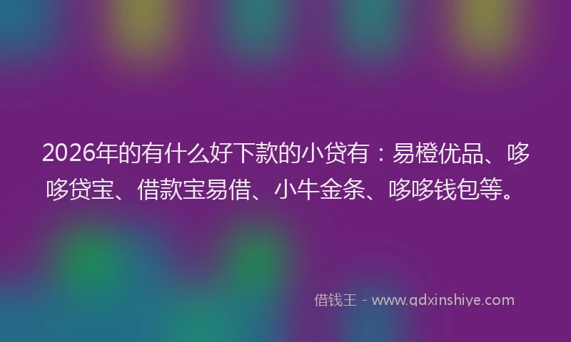 2026年的有什么好下款的小贷有：易橙优品、哆哆贷宝、借款宝易借、小牛金条、哆哆钱包等。