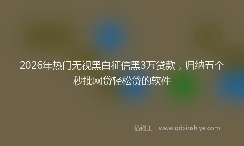 2026年热门无视黑白征信黑3万贷款，归纳五个秒批网贷轻松贷的软件