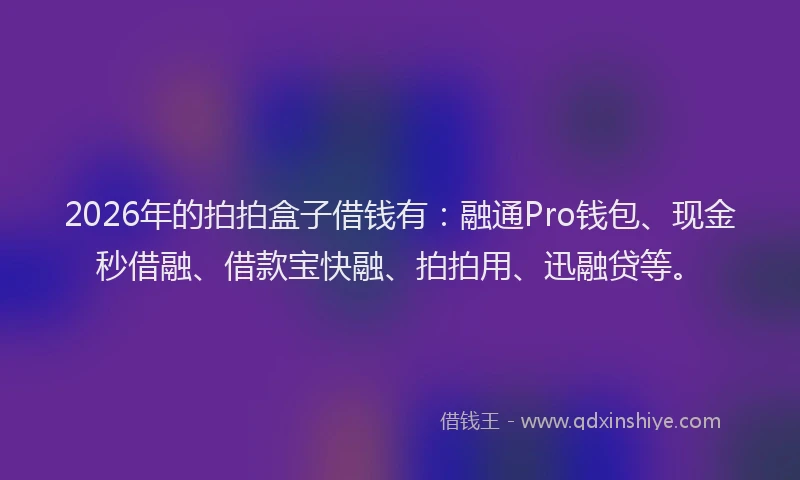 2026年的拍拍盒子借钱有：融通Pro钱包、现金秒借融、借款宝快融、拍拍用、迅融贷等。