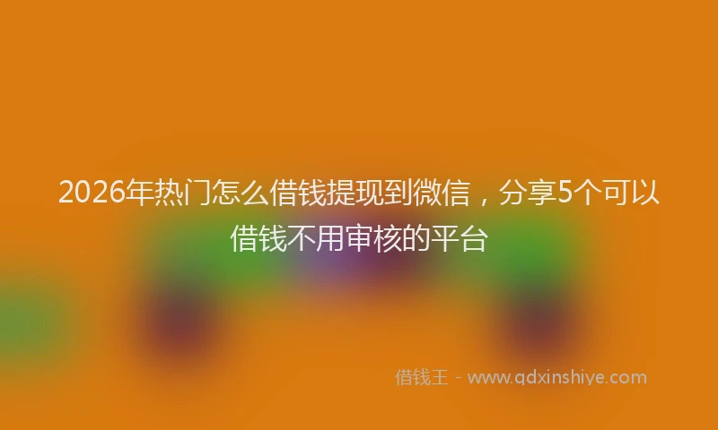 2026年热门怎么借钱提现到微信，分享5个可以借钱不用审核的平台