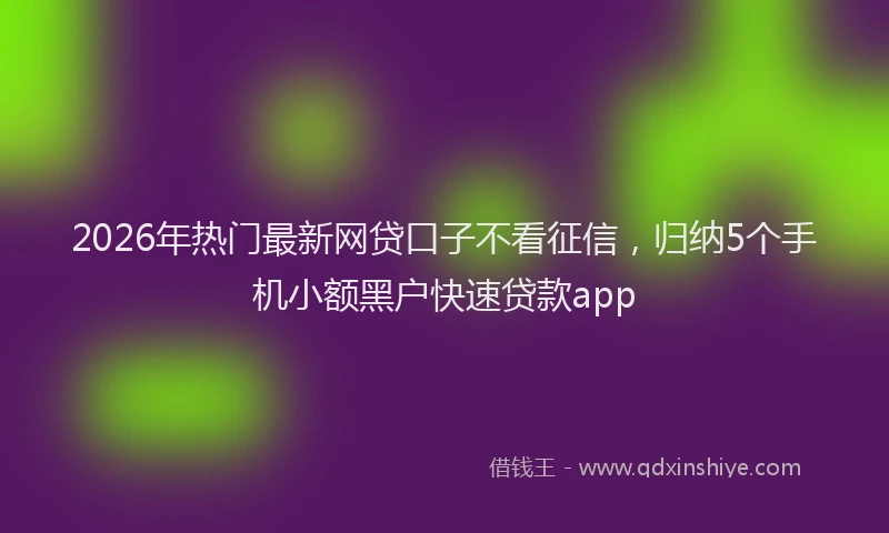 2026年热门最新网贷口子不看征信，归纳5个手机小额黑户快速贷款app