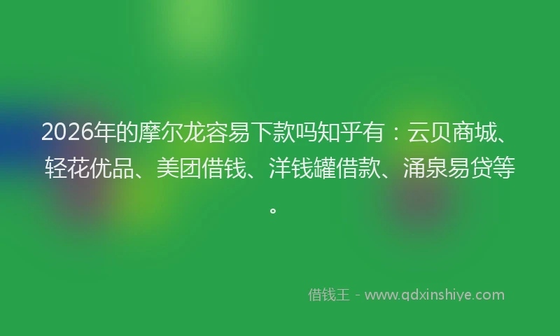 2026年的摩尔龙容易下款吗知乎有:云贝商城、轻花优品、美团借钱、洋钱罐借款、涌泉易贷等。