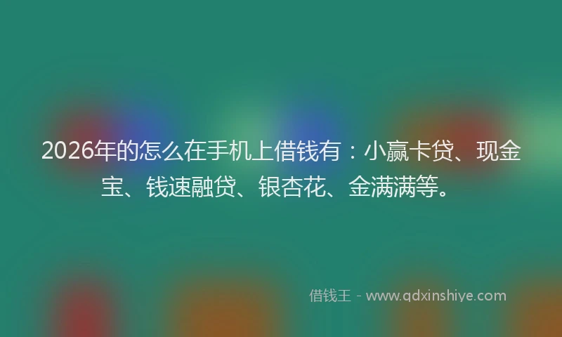 2026年的怎么在手机上借钱有：小赢卡贷、现金宝、钱速融贷、银杏花、金满满等。