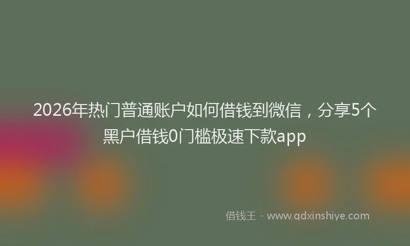 2026年热门普通账户如何借钱到微信，分享5个黑户借钱0门槛极速下款app