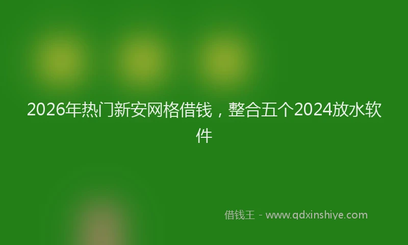 2026年热门新安网格借钱，整合五个2024放水软件