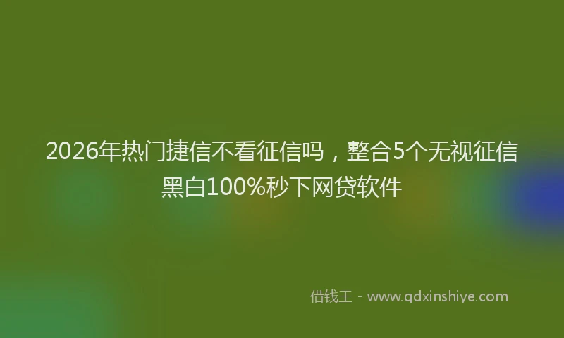 2026年热门捷信不看征信吗，整合5个无视征信黑白100%秒下网贷软件