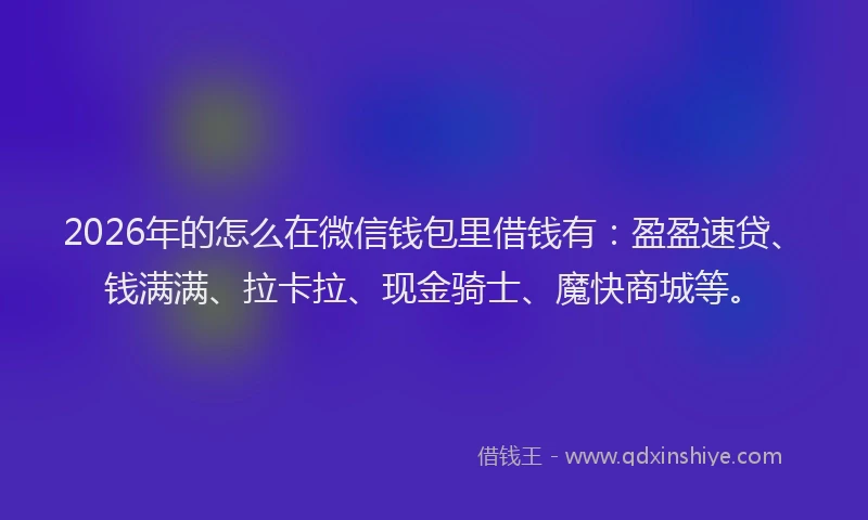 2026年的怎么在微信钱包里借钱有：盈盈速贷、钱满满、拉卡拉、现金骑士、魔快商城等。