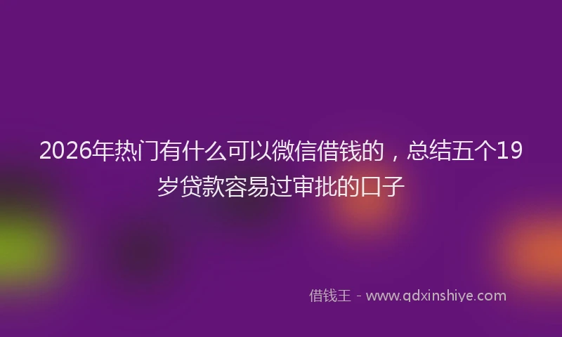 2026年热门有什么可以微信借钱的，总结五个19岁贷款容易过审批的口子