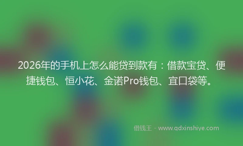 2026年的手机上怎么能贷到款有：借款宝贷、便捷钱包、恒小花、金诺Pro钱包、宜口袋等。
