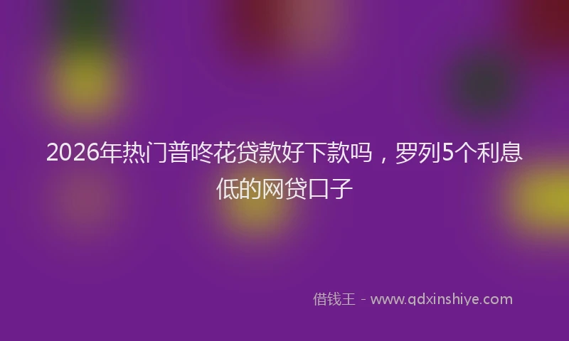 2026年热门普咚花贷款好下款吗，罗列5个利息低的网贷口子