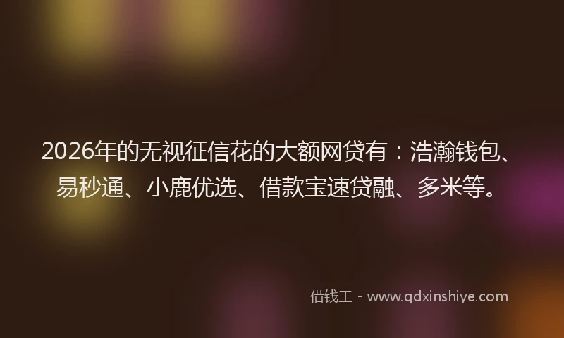 2026年的无视征信花的大额网贷有：浩瀚钱包、易秒通、小鹿优选、借款宝速贷融、多米等。