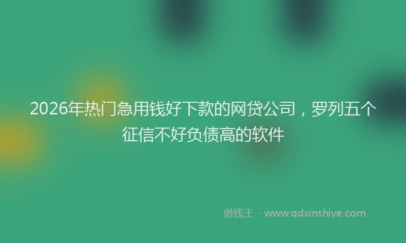 2026年热门急用钱好下款的网贷公司，罗列五个征信不好负债高的软件
