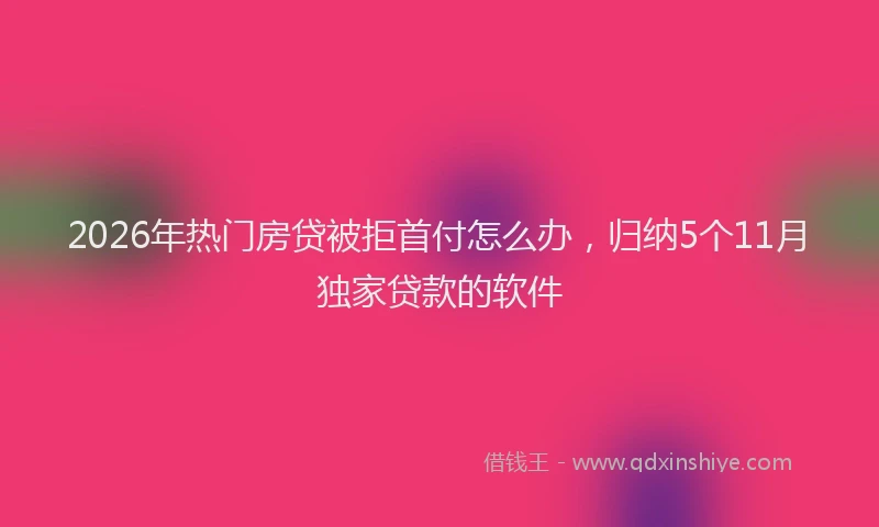 2026年热门房贷被拒首付怎么办，归纳5个11月独家贷款的软件