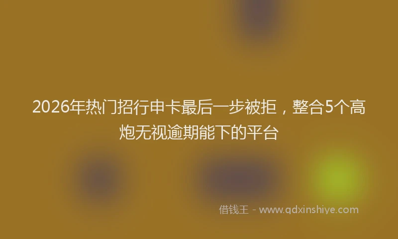 2026年热门招行申卡最后一步被拒，整合5个高炮无视逾期能下的平台
