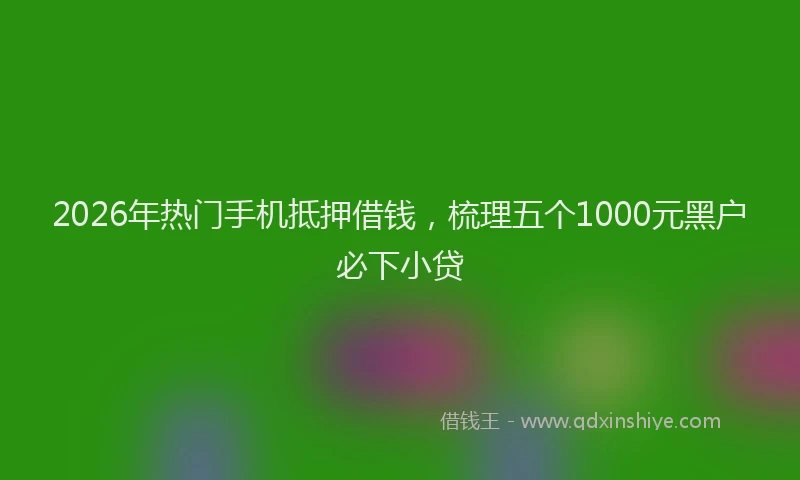2026年热门手机抵押借钱，梳理五个1000元黑户必下小贷