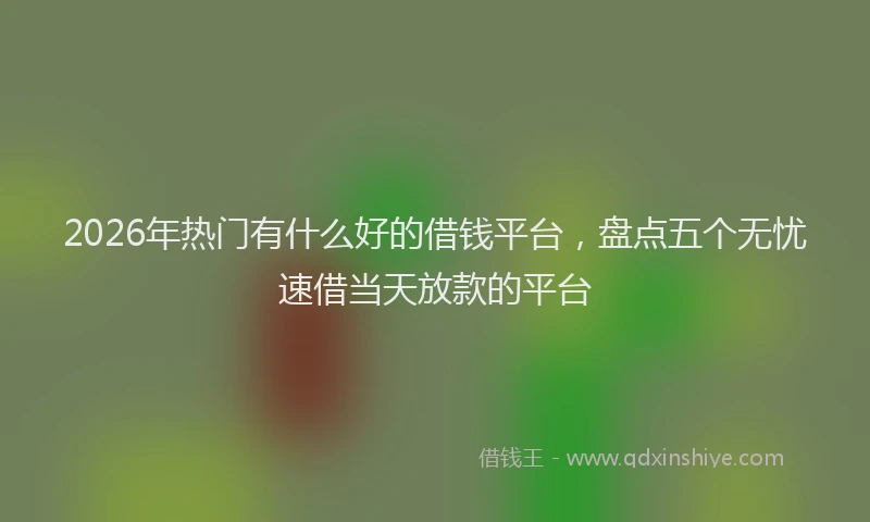 2026年热门有什么好的借钱平台，盘点五个无忧速借当天放款的平台