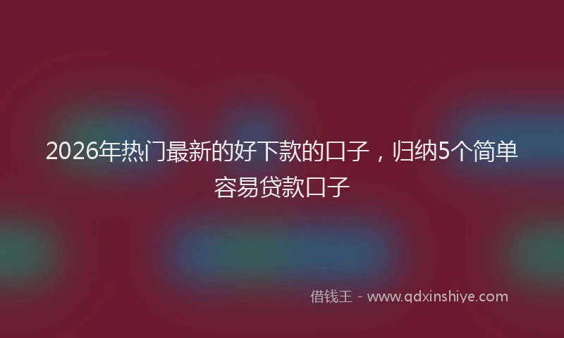 2026年热门最新的好下款的口子,归纳5个简单容易贷款口子
