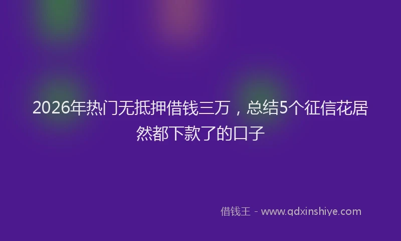 2026年热门无抵押借钱三万，总结5个征信花居然都下款了的口子