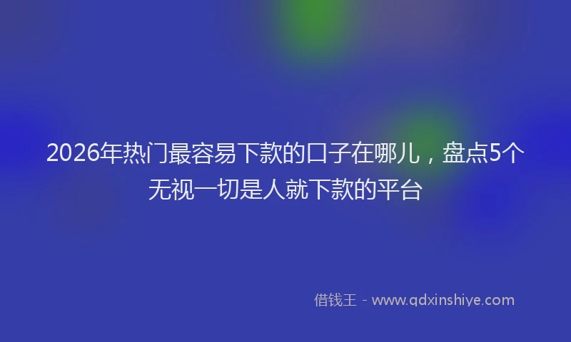 2026年热门最容易下款的口子在哪儿,盘点5个无视一切是人就下款的平台