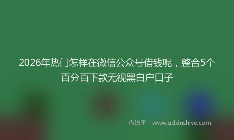 2026年热门怎样在微信公众号借钱呢，整合5个百分百下款无视黑白户口子