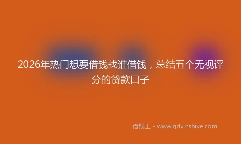 2026年热门想要借钱找谁借钱，总结五个无视评分的贷款口子