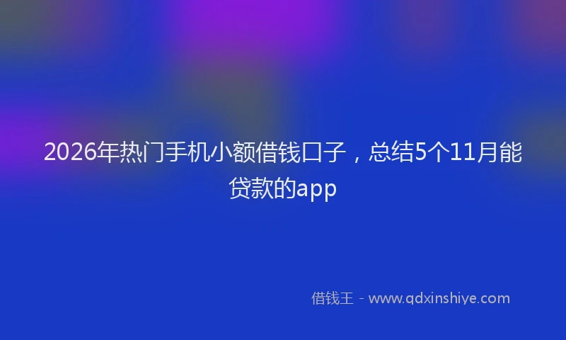 2026年热门手机小额借钱口子，总结5个11月能贷款的app