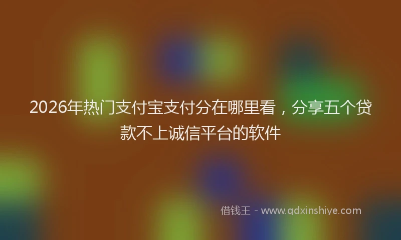 2026年热门支付宝支付分在哪里看，分享五个贷款不上诚信平台的软件