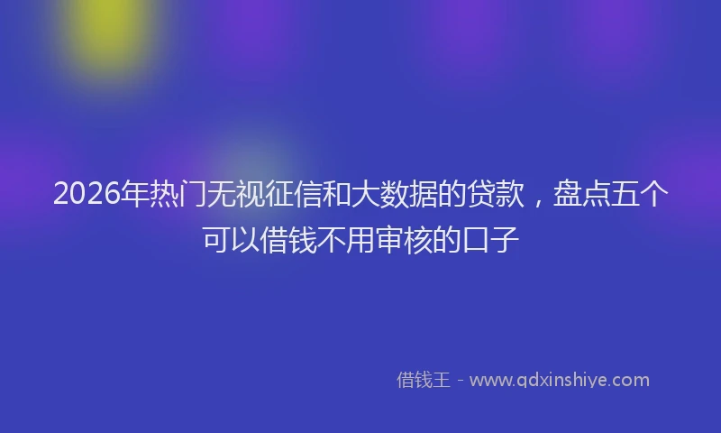 2026年热门无视征信和大数据的贷款，盘点五个可以借钱不用审核的口子