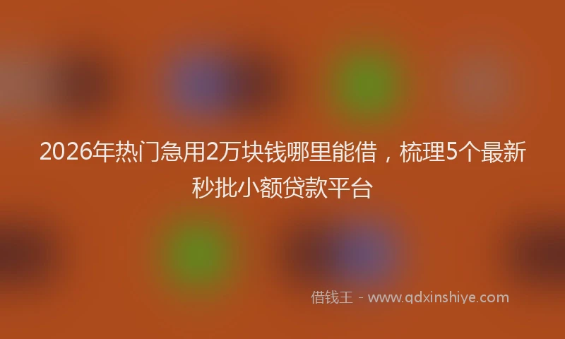 2026年热门急用2万块钱哪里能借，梳理5个最新秒批小额贷款平台