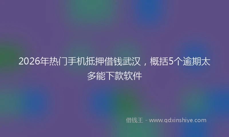 2026年热门手机抵押借钱武汉，概括5个逾期太多能下款软件