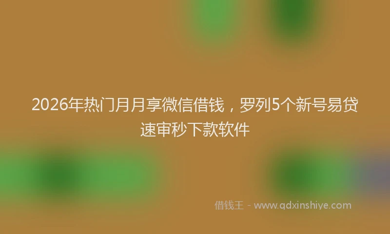 2026年热门月月享微信借钱，罗列5个新号易贷速审秒下款软件