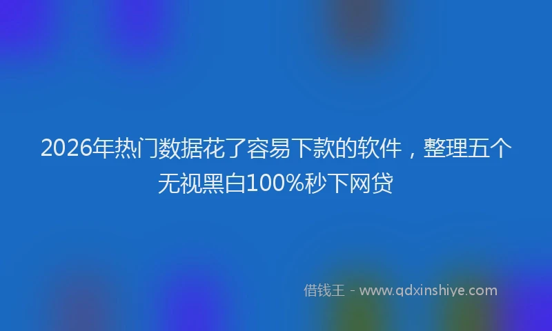 2026年热门数据花了容易下款的软件，整理五个无视黑白100%秒下网贷