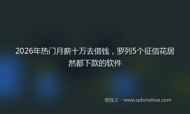 2026年热门月薪十万去借钱，罗列5个征信花居然都下款的软件