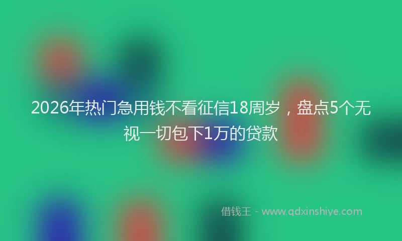 2026年热门急用钱不看征信18周岁，盘点5个无视一切包下1万的贷款