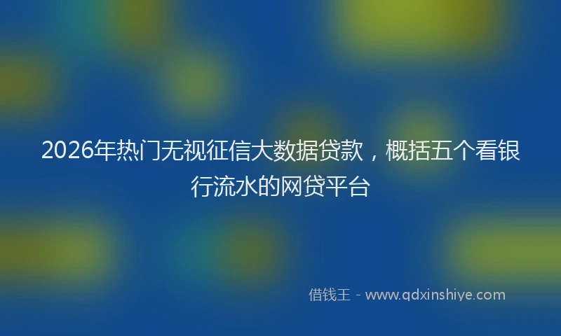 2026年热门无视征信大数据贷款，概括五个看银行流水的网贷平台