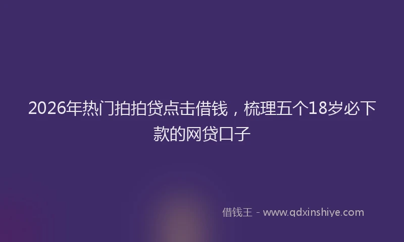 2026年热门拍拍贷点击借钱，梳理五个18岁必下款的网贷口子