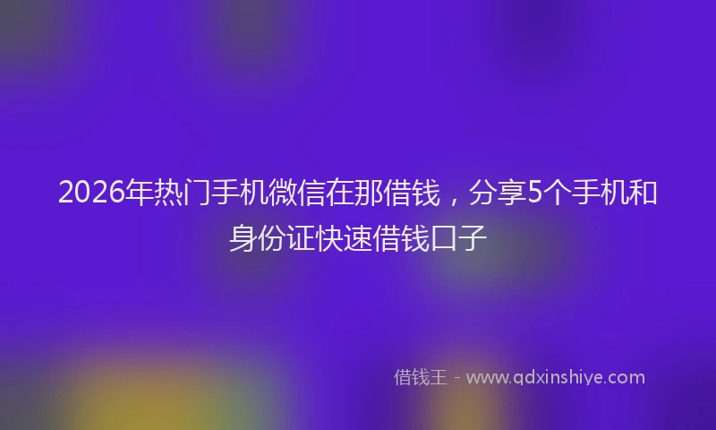 2026年热门手机微信在那借钱，分享5个手机和身份证快速借钱口子