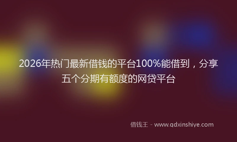 2026年热门最新借钱的平台100%能借到，分享五个分期有额度的网贷平台