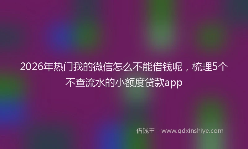2026年热门我的微信怎么不能借钱呢，梳理5个不查流水的小额度贷款app