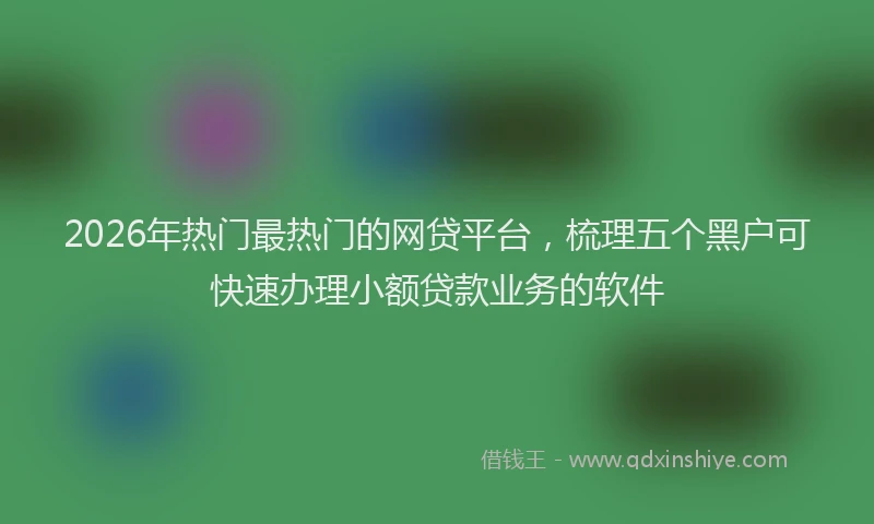2026年热门最热门的网贷平台，梳理五个黑户可快速办理小额贷款业务的软件