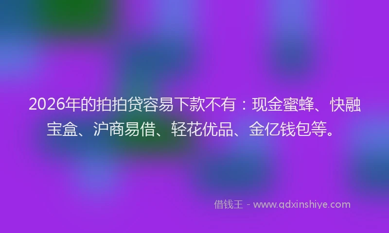 2026年的拍拍贷容易下款不有:现金蜜蜂、快融宝盒、沪商易借、轻花优品、金亿钱包等。