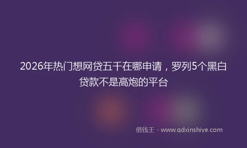 2026年热门想网贷五千在哪申请，罗列5个黑白贷款不是高炮的平台