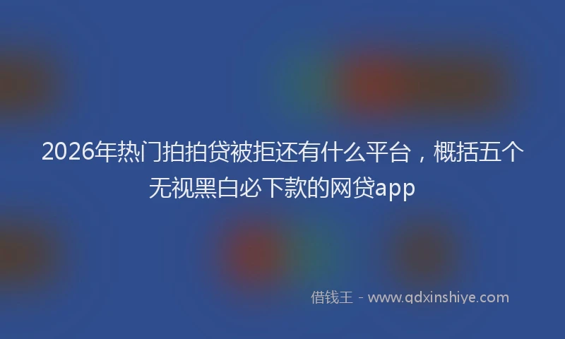 2026年热门拍拍贷被拒还有什么平台，概括五个无视黑白必下款的网贷app