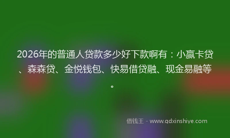 2026年的普通人贷款多少好下款啊有：小赢卡贷、森森贷、金悦钱包、快易借贷融、现金易融等。