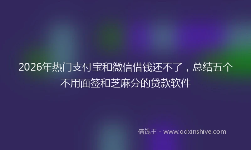 2026年热门支付宝和微信借钱还不了，总结五个不用面签和芝麻分的贷款软件