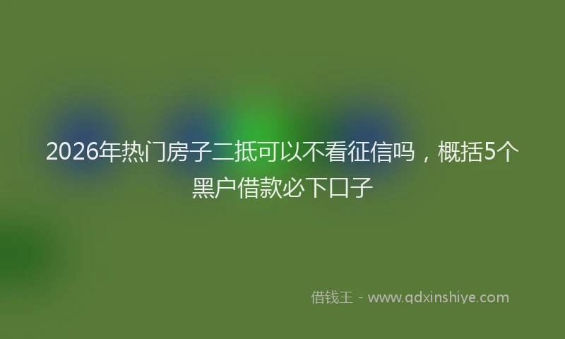 2026年热门房子二抵可以不看征信吗,概括5个黑户借款必下口子