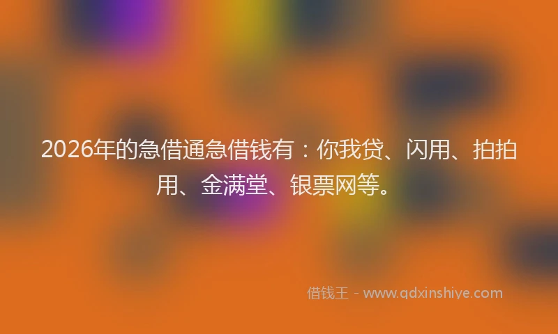 2026年的急借通急借钱有：你我贷、闪用、拍拍用、金满堂、银票网等。